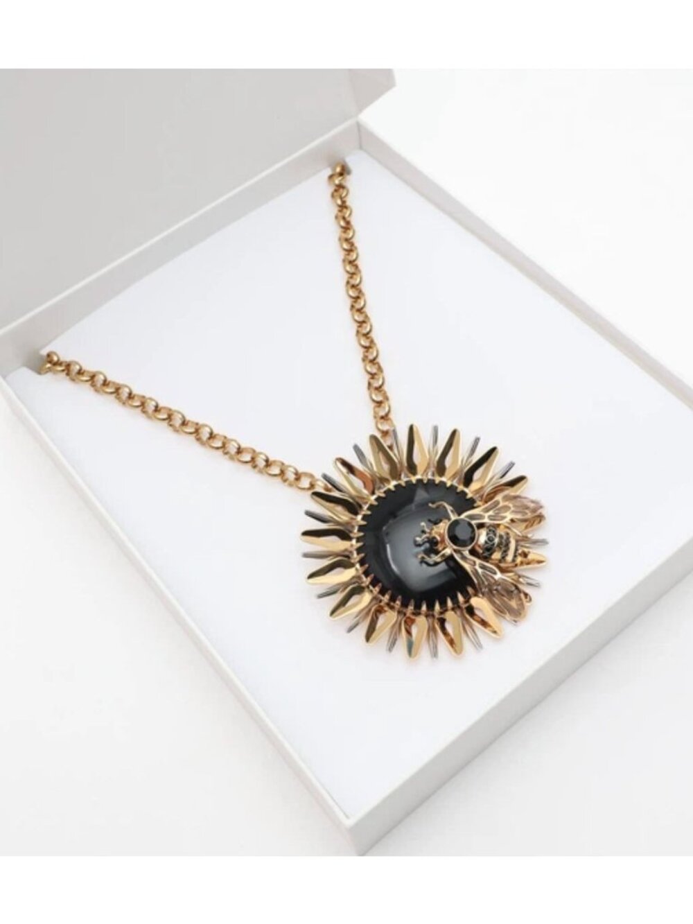 Elie Top Zara Necklace Pendant Sun Bee Gold Jewelry New w Box